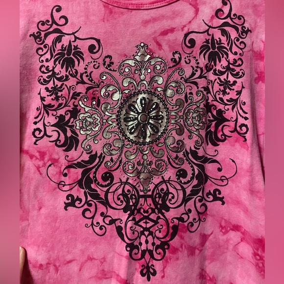 Bright pink tyedye fitted tee - Picture 2 of 4